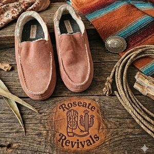 OluKai Nohea Slipper - Dusty Rose Suede & Genuine Shearling - Size 6 Ladies